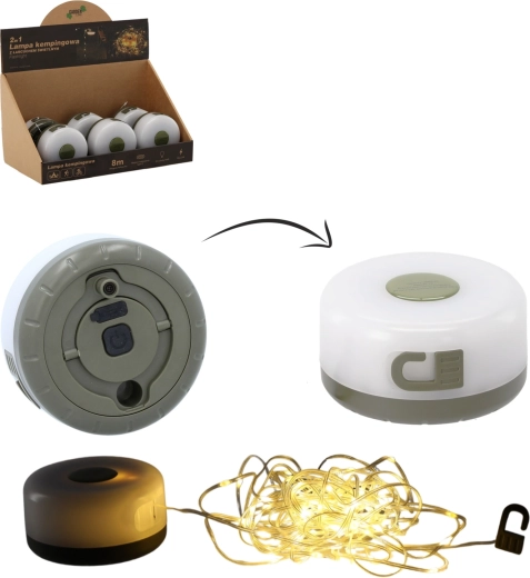 Lámpara LED de camping con cadena de luces de 8 m, USB‑C