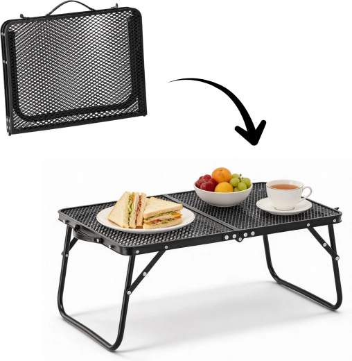 Mesa turística plegable negra 60 × 40 × 26,5 cm