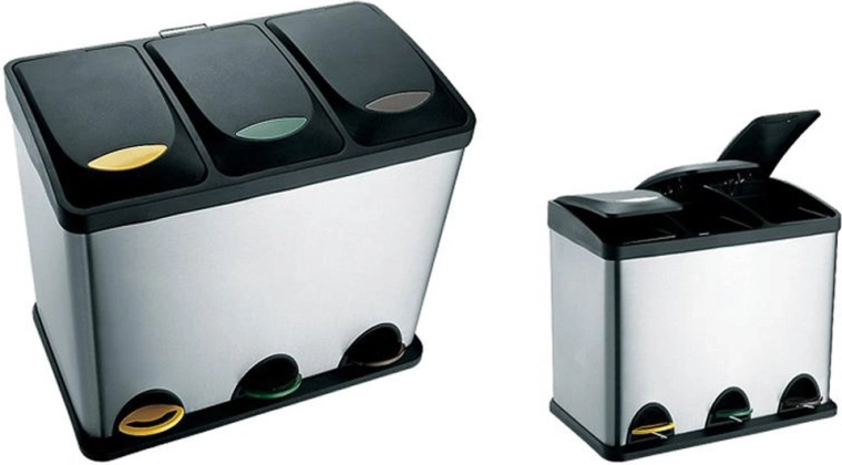 Papelera de acero inoxidable para residuos separados 24 l
