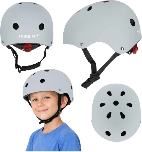 Casco de ciclismo infantil con LED, ajustable, talla M (55–58 cm), gris oscuro