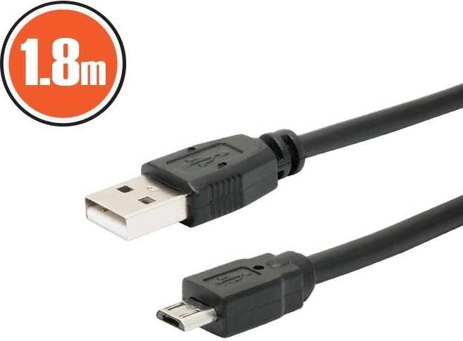 Cable USB 2.0 de USB-A a micro USB-B, 1,8 m, negro
