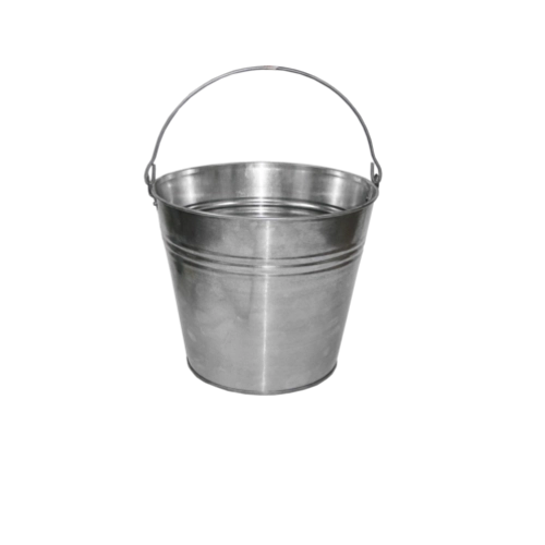 Cubo galvanizado de 5 l con asa de madera