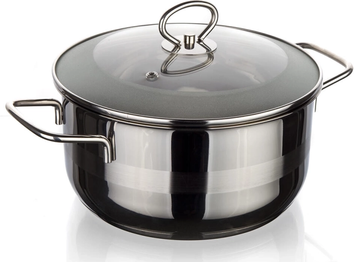 Olla de acero inoxidable con tapa de cristal 26 cm, 6,5 l MATTE New Line