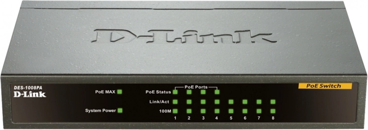 D-Link DES-1008PA switch de sobremesa Fast Ethernet de ocho puertos con PoE