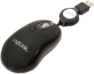 Mini ratón USB LogiLink con cable retráctil