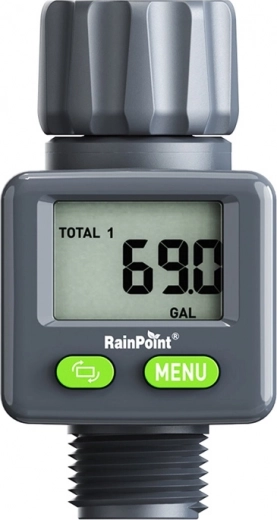 Caudalímetro digital RAINPOINT para mangueras de jardín