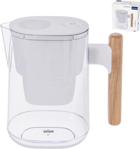 Jarra filtrante Orion Whiteline 3 l blanca con decorado de madera