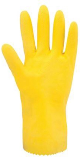 Guantes de goma de látex amarillos talla M