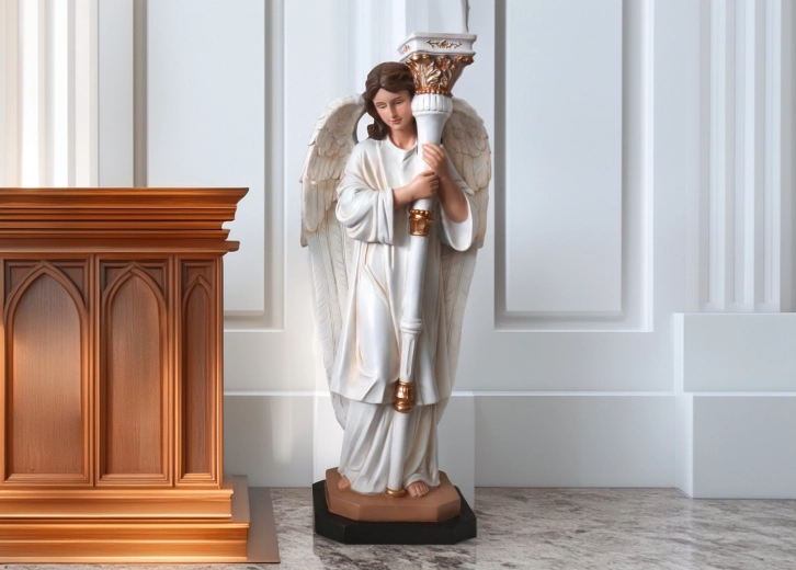 Figura de ángel con portavelas para belén 80 cm - 1 pieza