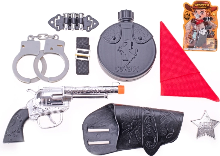 Set del Oeste: revólver de 17 cm con accesorios para pequeños vaqueros