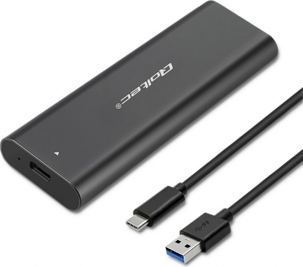 Caja externa de aluminio para SSD M.2 SATA (NGFF) con USB‑C, Qoltec