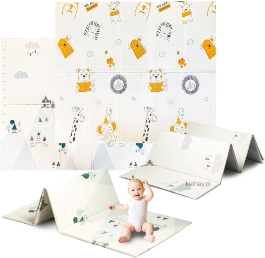 Alfombra infantil educativa de espuma plegable de doble cara 180 × 200 cm – animalitos