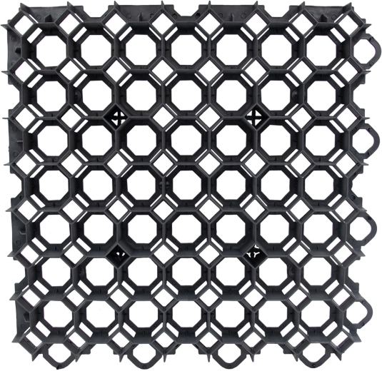 Loseta de rejilla para césped 49 × 49 × 4 cm de plástico reciclado, negra