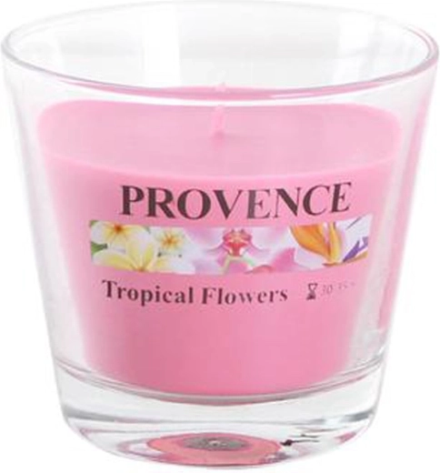Vela aromática en vaso de vidrio Provence flores tropicales 35 h