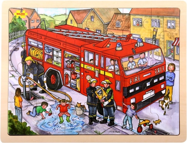 Bigjigs Toys puzle de madera Bomberos 24 piezas