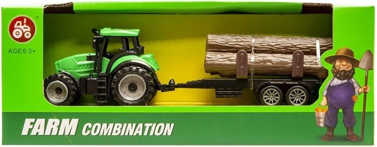 Tractor pequeño con remolque para madera - 1 pieza
