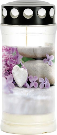 Vela para cementerio Provence – duración 4 días, corazón de flores