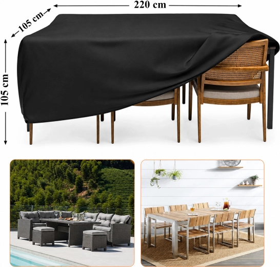 Funda protectora impermeable para muebles de jardín y mesa de catering 220 × 105 × 105 cm