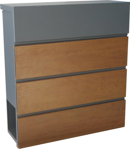 Buzón con decoración de madera, antracita 370 × 410 × 130 mm