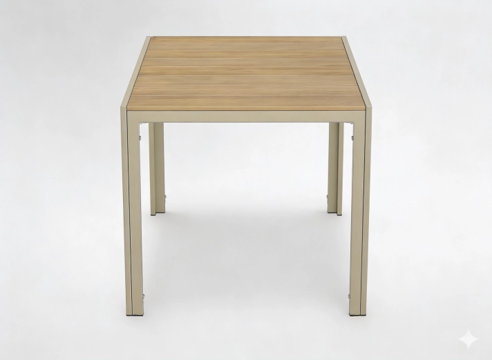 Mesa de jardín de aluminio beige 80 × 80 × 73 cm