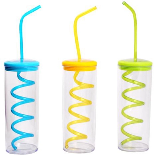 Vaso de plástico con pajita TORO 300 ml