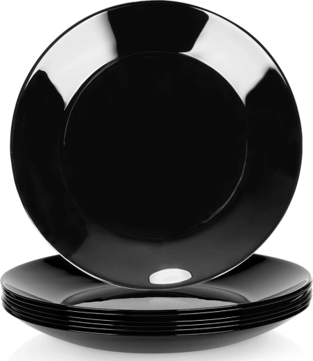 Platos de postre de vidrio negros 18 cm – juego de 6 uds