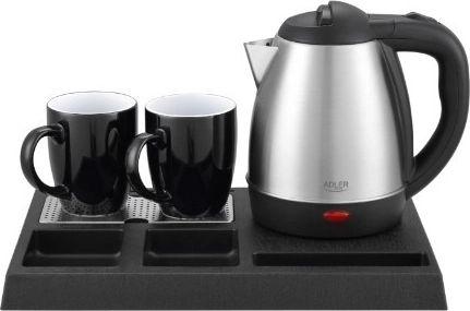Hervidor para hotel de 1,2 l de acero inoxidable con bandeja de bienvenida ADLER AD 1354