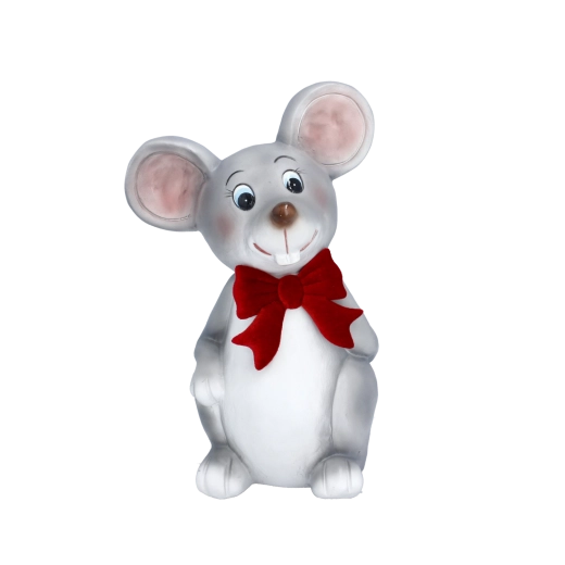 Figura decorativa navideña de ratoncita con lazo