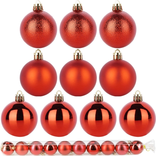 Bolas navideñas irrompibles rojas 5 cm – set de 10 uds