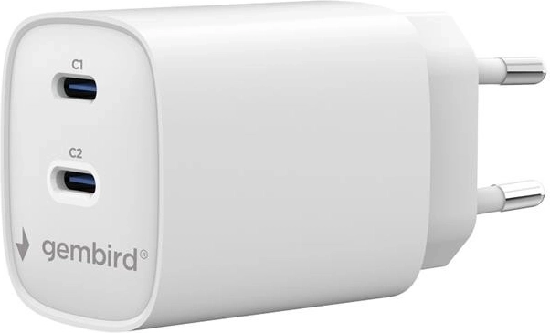 Gembird cargador universal 2× USB‑C PD 45 W blanco