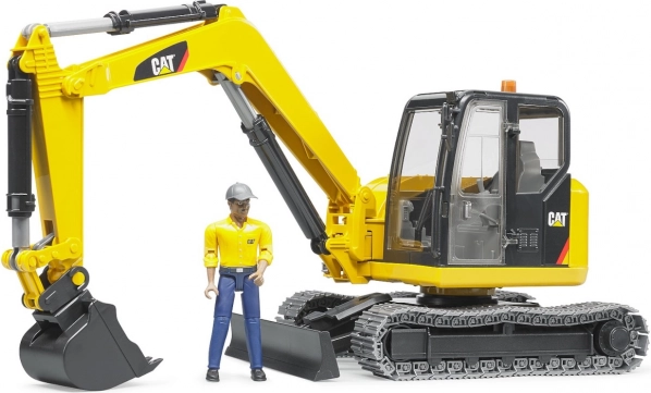 Miniexcavadora CAT Bruder con figura de trabajador 1:16