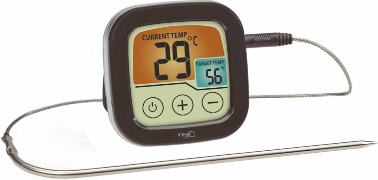 Termómetro digital para hornear y asar a la parrilla con sonda de acero inoxidable