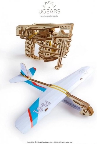 Ugears rompecabezas mecánico 3D de madera: avión lanzador