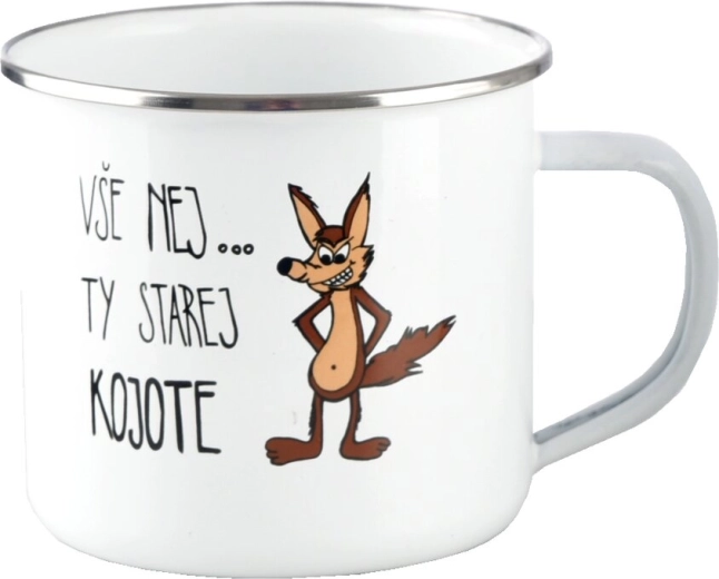 Taza metálica esmaltada blanca Coyote 500 ml