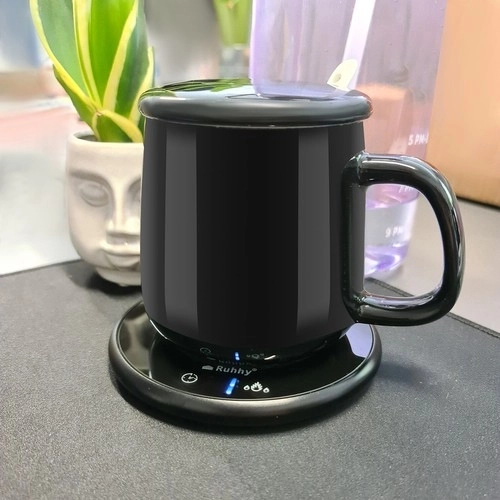 Elegante set de regalo: calentador + taza de cerámica con tapa