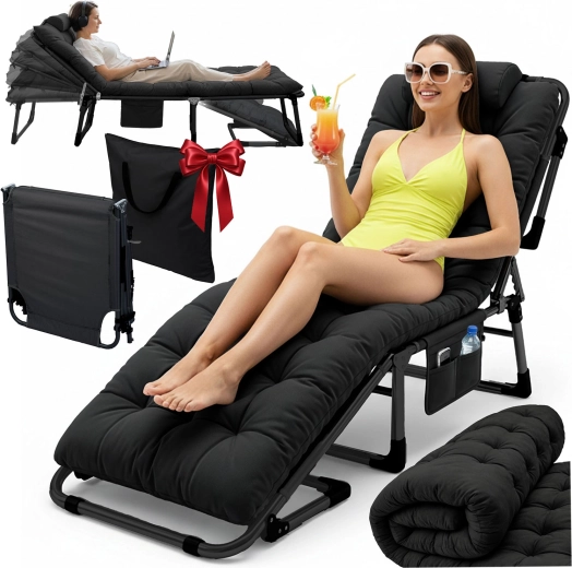 Cama turística plegable y tumbona de jardín Sofotel ChillWell Dream – negra