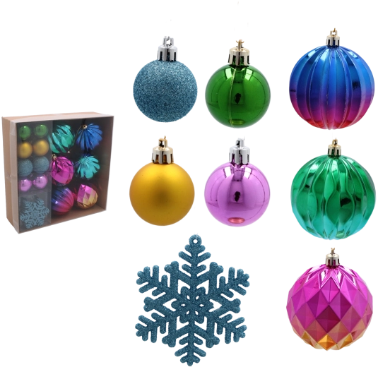 Set de 30 adornos navideños en mezcla de colores de plástico resistente