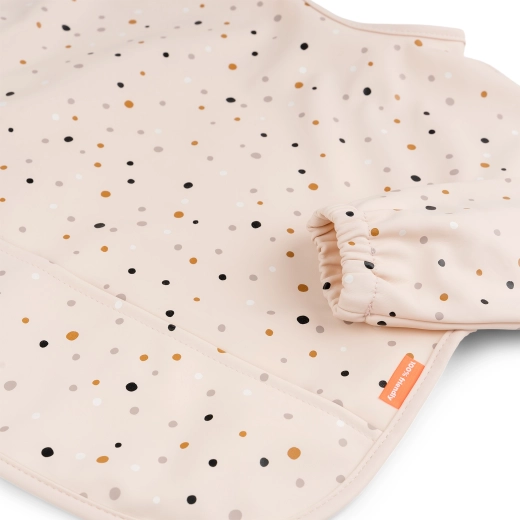 Done by Deer babero con mangas y bolsillo Happy dots, rosa