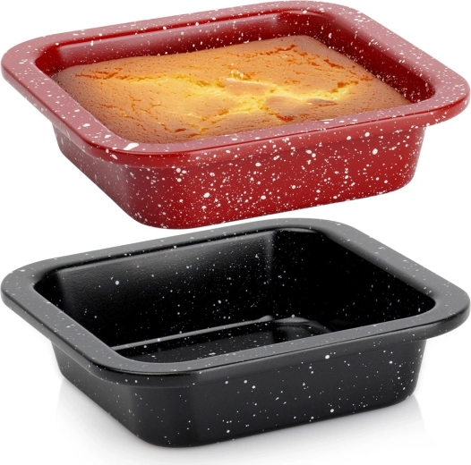 Set de moldes cuadrados para hornear con acabado granito 12 × 12 cm, 2 uds.