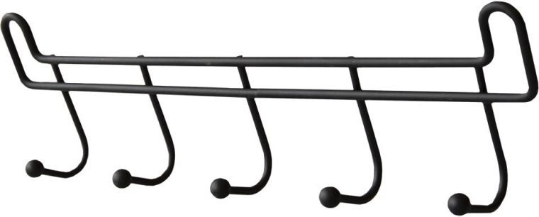 Percha de baño de pared con 5 ganchos, 27 cm, metal negro