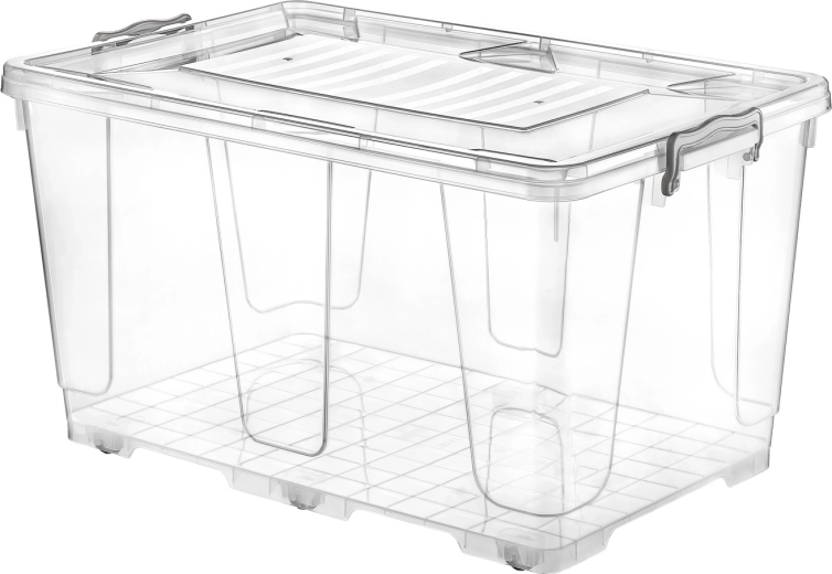 Caja de almacenamiento con ruedas 80 l transparente
