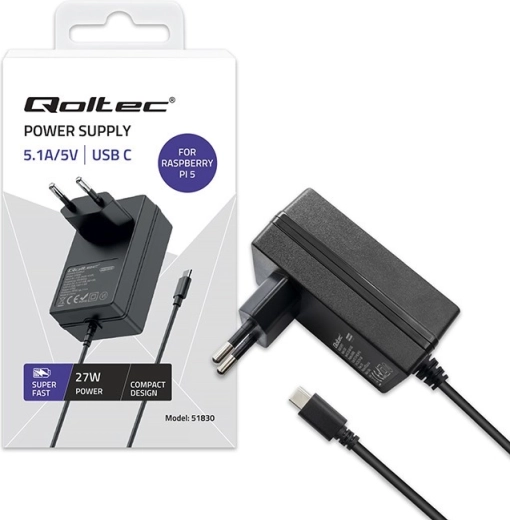 Cargador Super FAST PD para Raspberry Pi 5 con USB-C 27W
