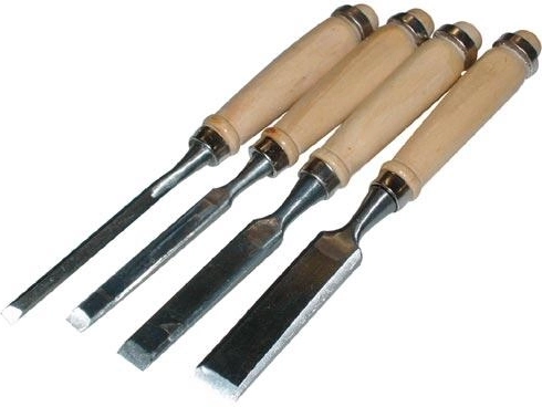Juego de cinceles de 4 piezas con mango de madera