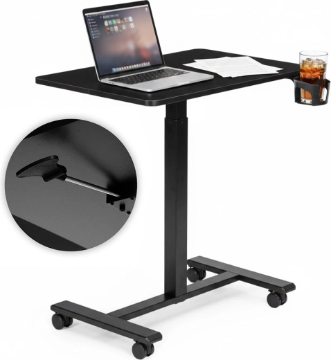 Mesa móvil para portátil ModernHome con altura ajustable 70 × 48 cm, negra