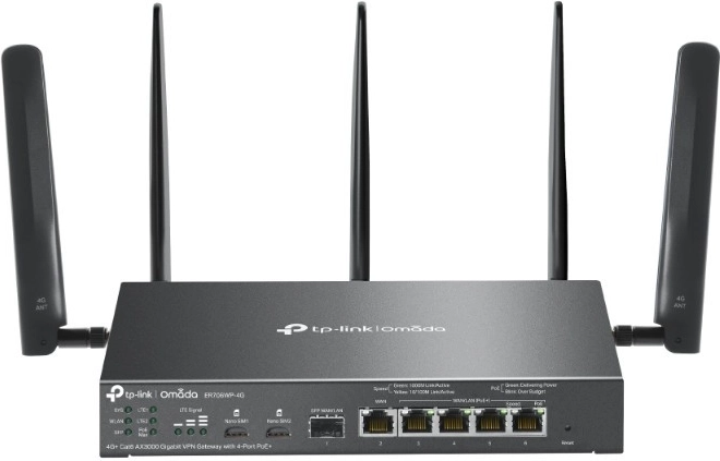 Puerta de enlace de red gigabit con 4G+ y Wi‑Fi 6 Omada ER706WP
