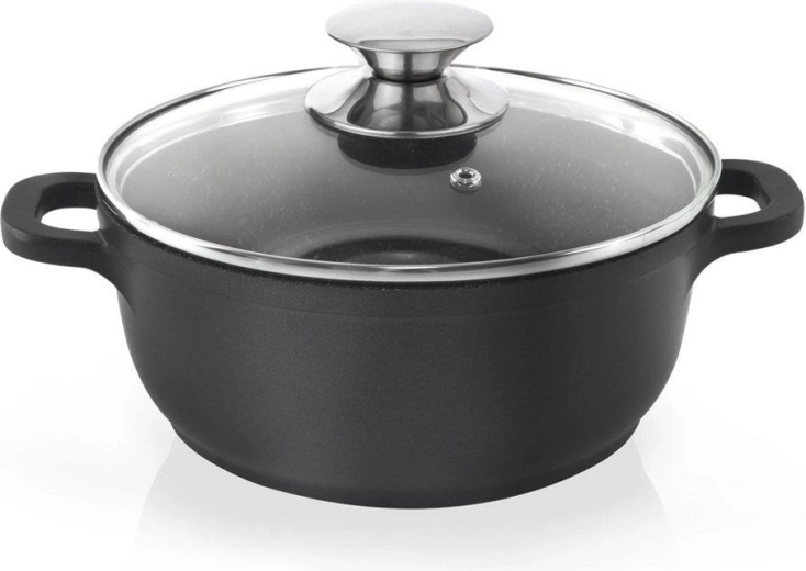 Olla de granito con tapa de cristal GRANDE 16 cm, 1,4 l