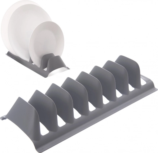 Soporte para tapas y platos, gris, 29,5 × 13,5 × 6 cm