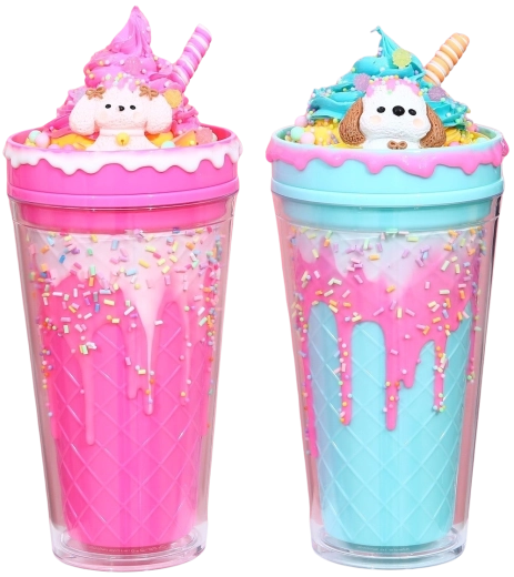 Vaso con tapa y pajita Perrito helado 480 ml