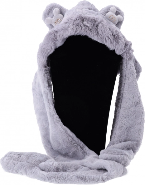 Gorro infantil de peluche con bufanda y guantes 3 en 1 – Gris