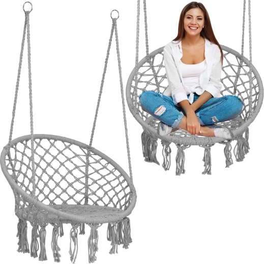 Sillón colgante boho gris